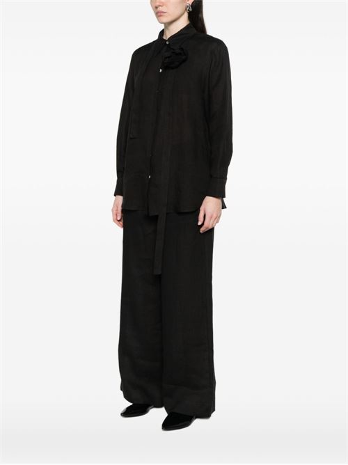 Blusa donna Marella Sport nera in lino con fiocco MARELLA Sport | EDITORE006